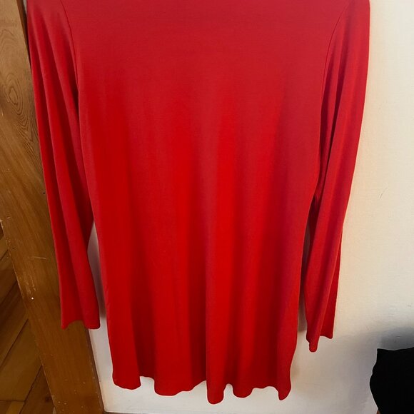 CLOSE OUT SALE: Eileen Fisher Red Tee Shirt Dress with side slits - Size S/P - Picture 5 of 5